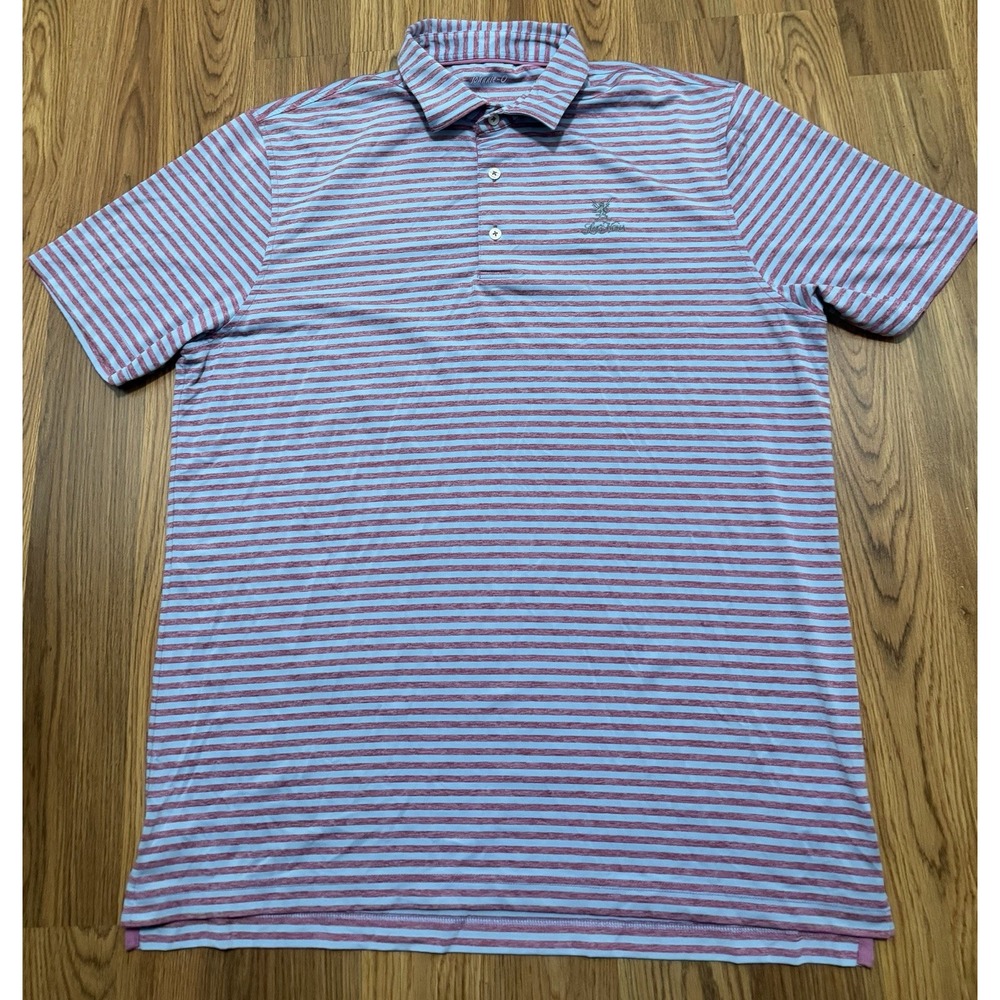 Johnnie-O Polo Shirt Mens Large Lake Nona Golf Red Striped Stretch